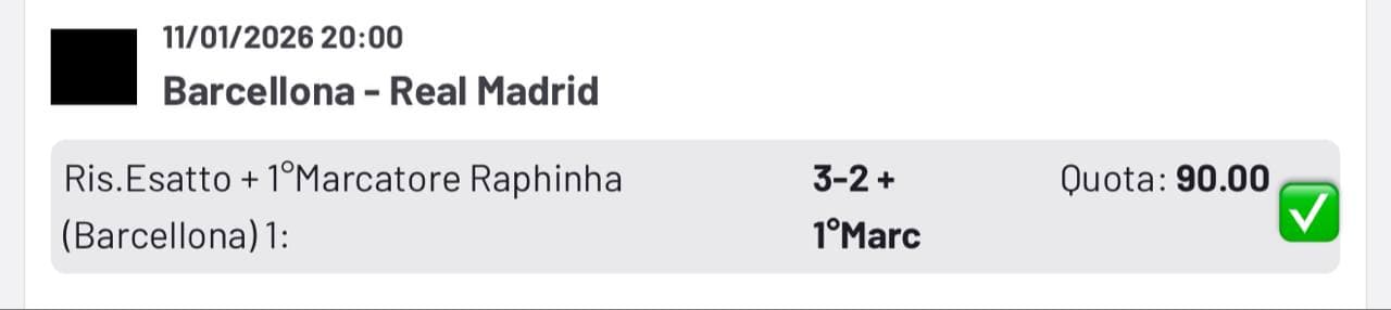 Screenshot scommessa vinta Serie A