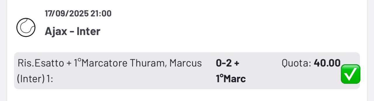 Screenshot pronostico azzeccato